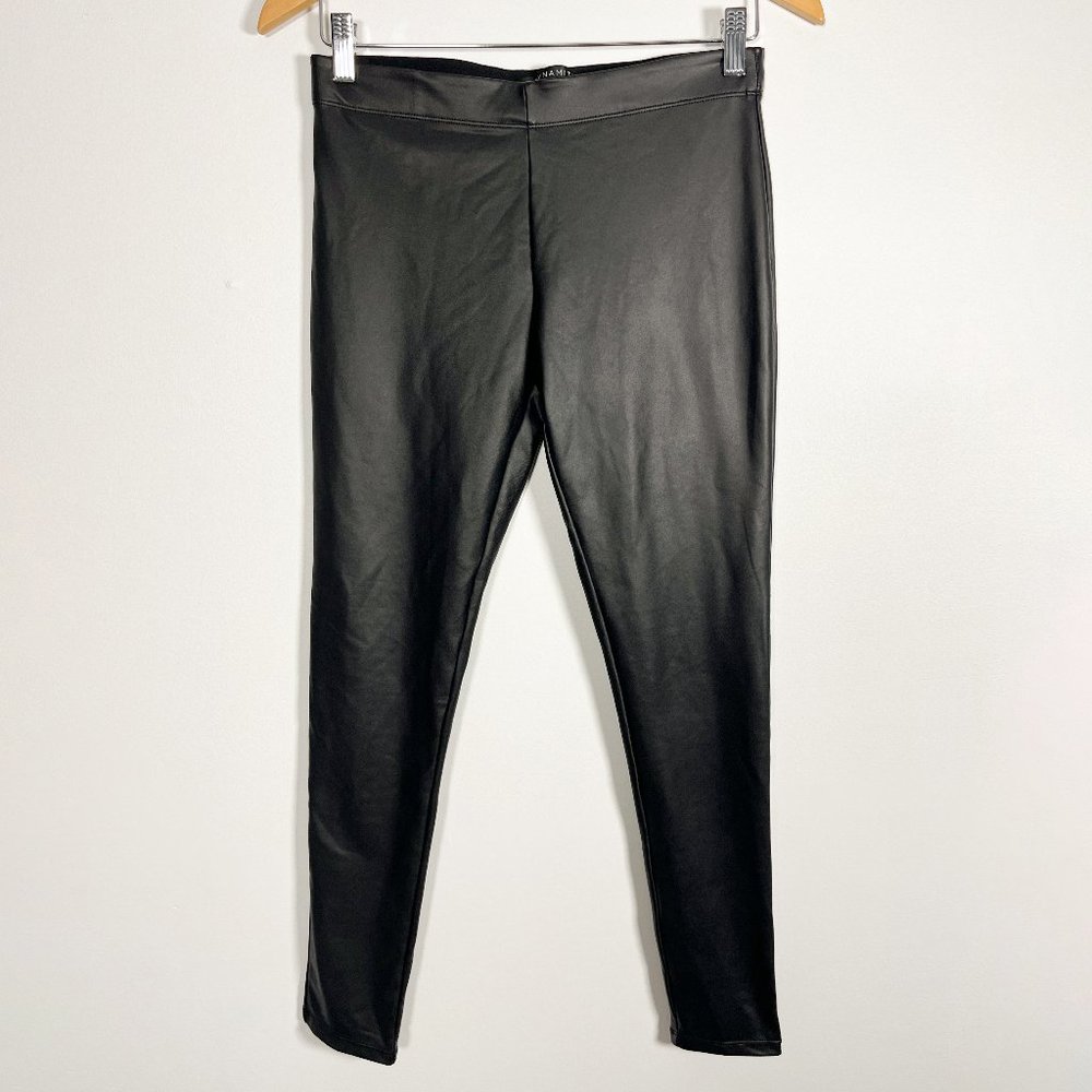 Black stretchy pleather leggings - worn once
